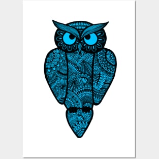 Owl (light blue) Posters and Art